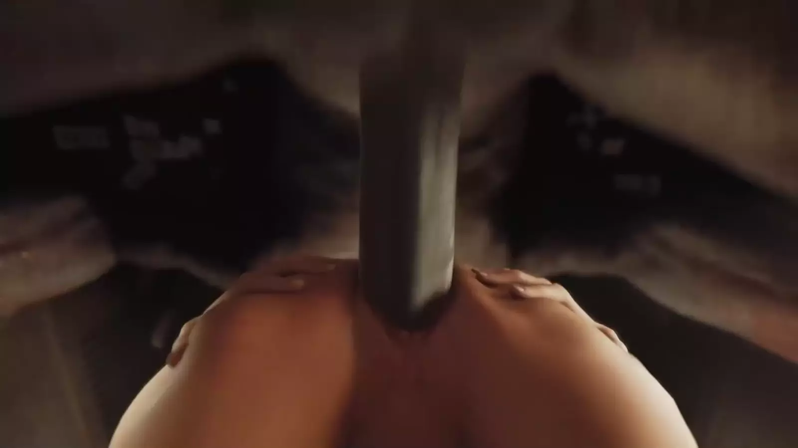 Humanoid male organ thrusting close up